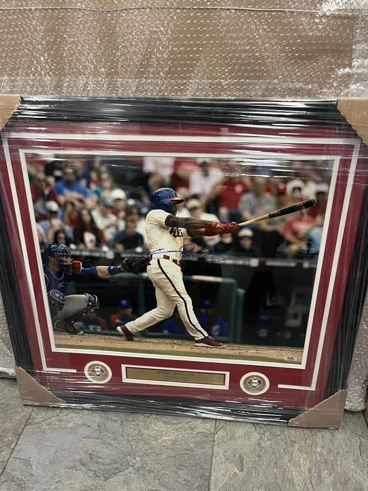 Jimmy Rollins Philadelphia Phillies signed 16x20 Framed Hit record  Photo psa - Image 1 of 1