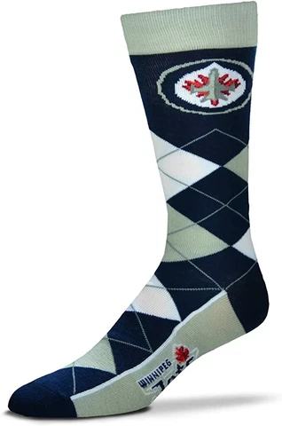 Winnipeg Jets Hockey Blue & White Argyle Lineup Deuce Crew Socks Cover