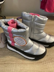 Wonder Nation Kleinkind Mädchen Puffy Winter Schnee Stiefel -5° Silber Rosa - Bild 1 von 6