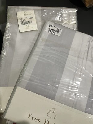 $775  Yves Delorme France NWT 3pc Queen Duvet Set 100% Cotton Sateen Silver - Image 1 of 4