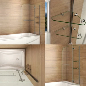 2 tlg. Faltwand Badewanneaufsatz AufsatzDuschwand Drehen 90° Duschabtrennung - Bild 1 von 10