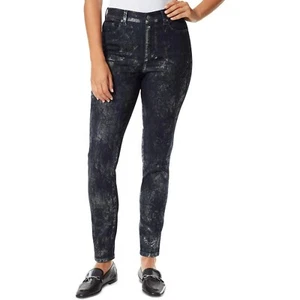Gloria Vanderbilt Women's Amanda Skinny Frosted Foil Jeans Navy Blue Size 6 - Picture 1 of 4