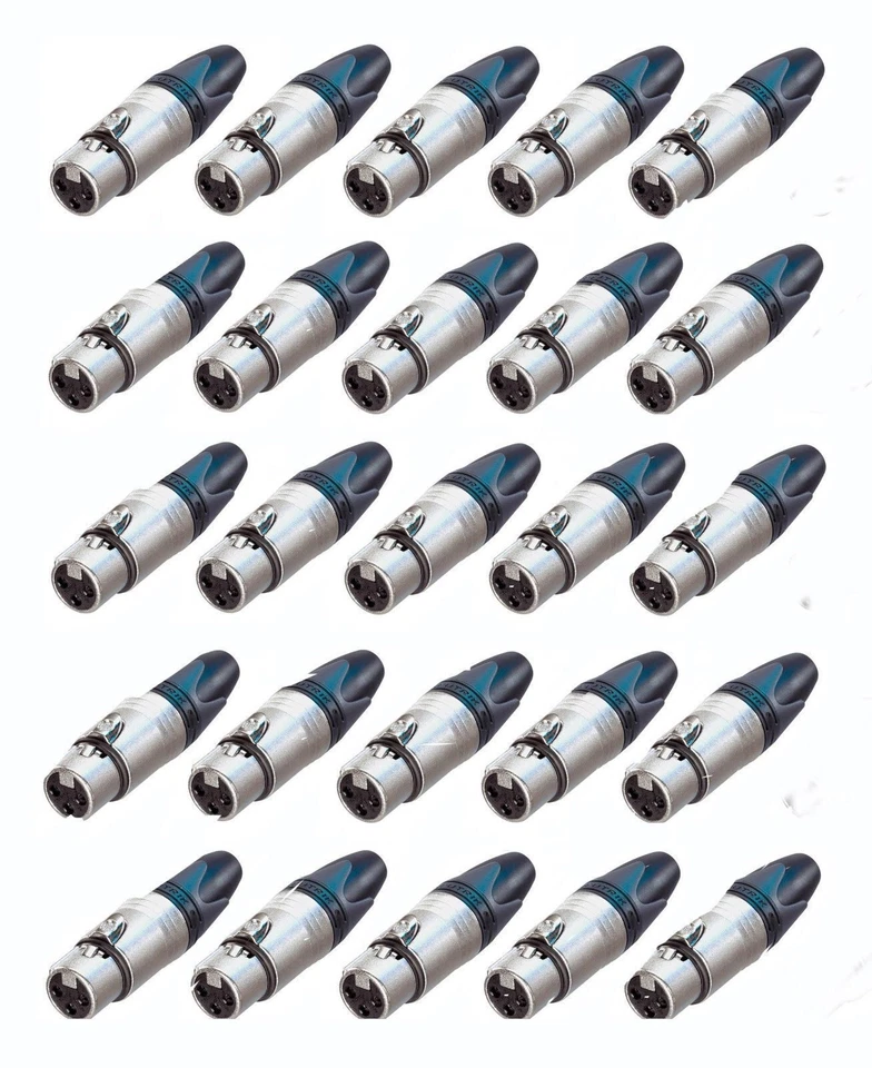 (PAQUETE DE 25) NEUTRIK NC3FXX 3 pines XLR hembra conector de montaje de cable - carcasa de níquel Foto 1 de 1