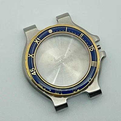 NOS GUCCI 9700M COMPLETE WATCH CASE BLUE BEZEL WITH CRYSTAL GLASS INSTALLED - Image 1 of 4