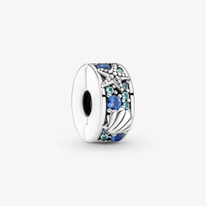 PANDORA Charm Anhänger Bead Clip Silber Seestern Muschel bunte Steine 791678C01 - Bild 1 von 6
