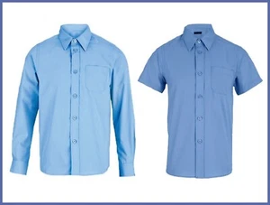 Jungen blau Schulshirts Premium Uniform blau langärmelig 3-14 Jahre neu - Bild 1 von 3