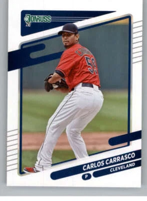 2021 Donruss #91 Carlos Carrasco  Cleveland Indians Baseball  - Image 1 of 2