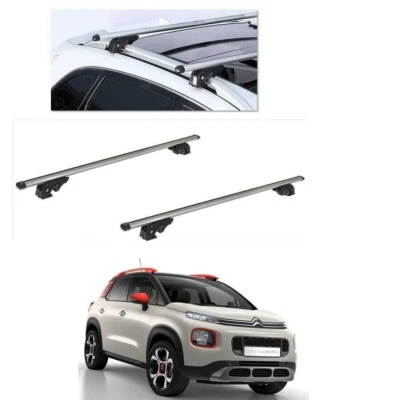 BARRE PORTATUTTO ALLUMINIO CITROEN C3 AIRCROSS ANNO 2023 CON RAILS SERRATURE - Immagine 1 di 4