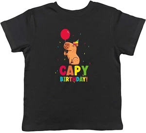 Funny Capy Birthday Kids T-Shirt Celebration Balloon Capybara Childrens Boy Girl - Picture 1 of 8