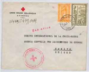 GREECE WW2 Air Mail Cover RED CROSS POW Mail Switzerland Geneva {samwells}RC43 - Picture 1 of 8