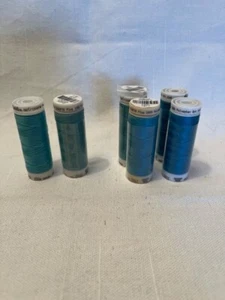 LOT 6 New Unused Mettler Metrosene 100% Polyester Thread Shades Of Blue - Picture 1 of 9