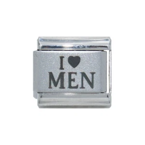 I love MEN Laser Italian Charm - passt 9mm klassischen italienischen Bettelarmbändern - Bild 1 von 1