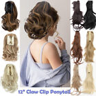 UK Short Claw Ponytail Curly Clip in on Pony Tail Hair Extensions Real as Human