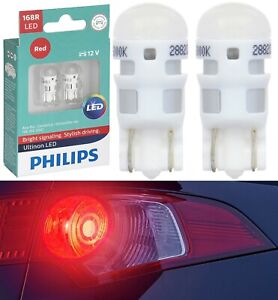 Philips Ultinon LED Light 168 Red Two Bulb License Plate Show Replace Lamp OE