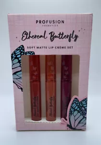 Profusion Cosmetics Ethereal Butterfly Soft Matte Lip Creme Set Of 3 Lip Colors - Picture 1 of 3