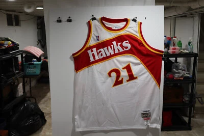 NUEVO Jersey Mitchell & Ness Hardwood Classic Dominique Wilkins 21 Blanco 86/87 Foto 1 de 4