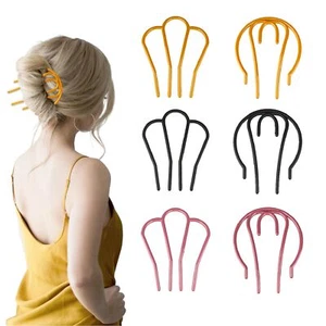 6 Pcs U-Shaped French Twist Side Combs Retro Hair Accessories for Women - Picture 1 of 6