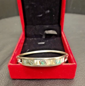 Vintage Mexikanischer Sterling Silber Armreif Armband mit Abalone Inlay - Bild 1 von 2