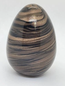 Glas Tigerauge Wirbel Glas Ei Briefbeschwerer 3,5" - Top! - Bild 1 von 5