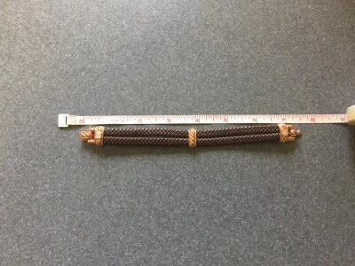 JUDITH RIPKA GOLD PLATED FAUX BROWN LEATHER DOUBLE ROW BRAIDED 7-3/4" BRACELET  Foto 1 de 4