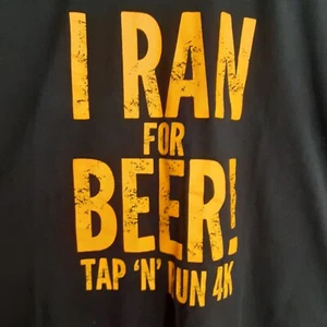 I Ran For Beer Tap Run Graphic Tee Gr. Lg Kurzarm Fun Unisex - Bild 1 von 5
