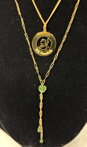 Necklace Christian Jesus "It's Possible" Pendant, 18" + Jade Heart Necklace 24" - Picture 1 of 9