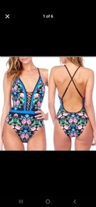 NWOT Coquette Nanette Lepore Floral Goddess One Piece Swimsuit MED (Tag L) - Bild 1 von 3