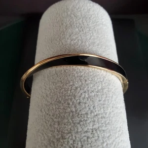 Kate Spade Do the Twist Scharnier Armreif Armband schwarz Emaille vergoldet signiert - Bild 1 von 12