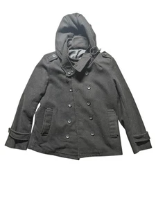 Herren Zweireiher Peacoat mit Kapuze von Matching Schwarz Xl - Bild 1 von 4