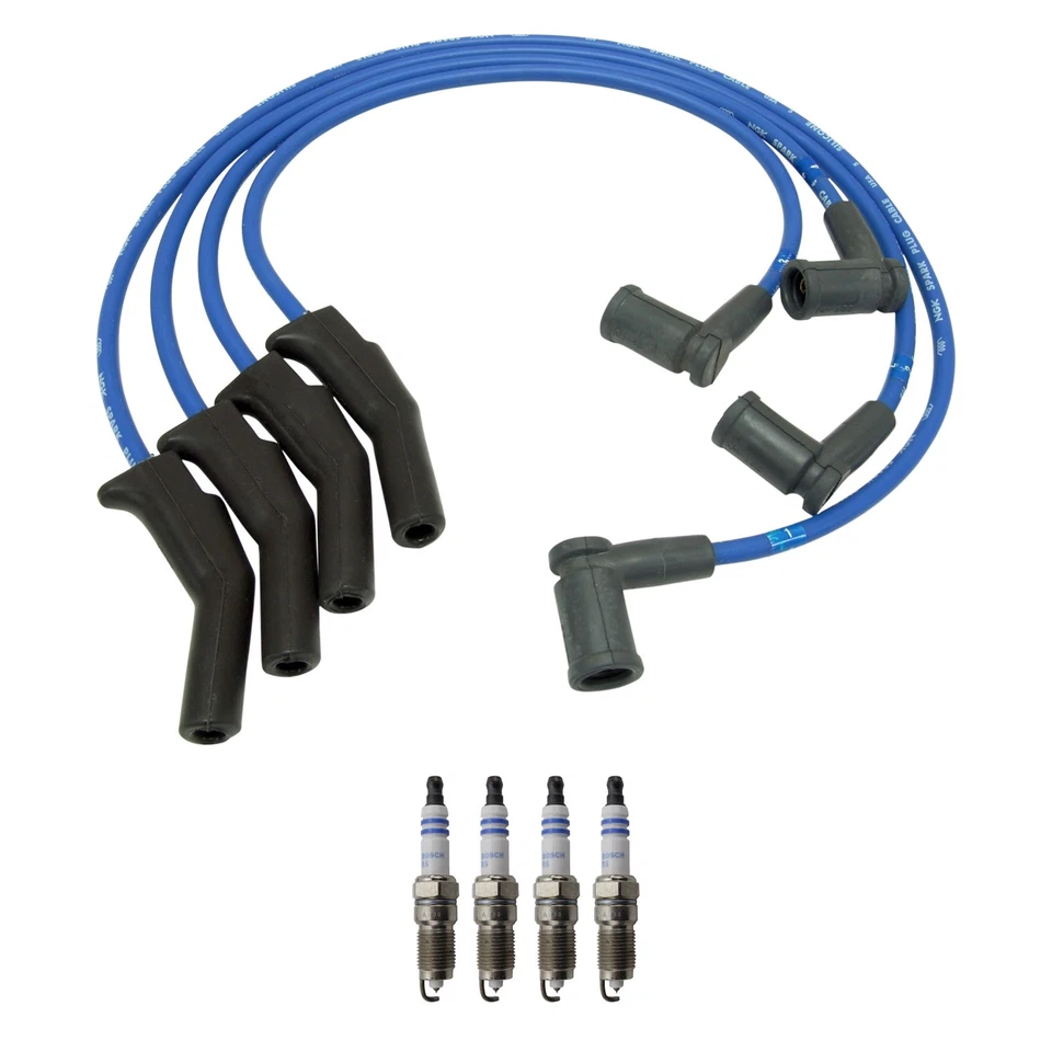 Juego de cables NGK y kit de 4 bujías Bosch Platinum para Ford Focus 2,0 L L4 2000-2004 Foto 1 de 1