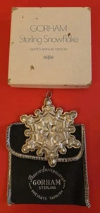 1971 Gorham Sterling Silver Snowflake Christmas Ornament w/ Box & Pouch - Picture 1 of 7
