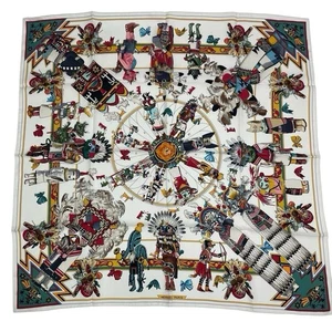 HERMES Schal Carre 90 Kachinas weiß Vintage Kermit Oliver :JPN - Bild 1 von 15