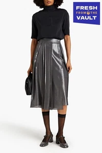 RRP €1750 BRUNELLO CUCINELLI Midi Pleated Skirt IT42 US6 UK10 M Wool Blend Grey - Picture 1 of 6