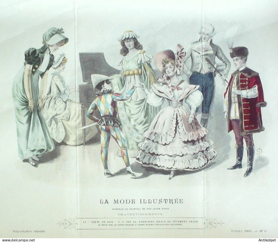 Gravure Mode illustree 1901 #  6 (Old Fashion plate) RARE - Photo 1/1