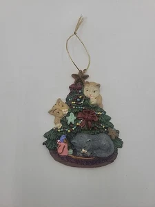 Kurt Adler Adorno Gatos y Árbol de Navidad Resina Decoración de Navidad - Imagen 1 de 4