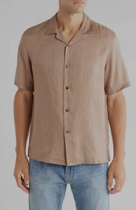 Theory Daze Linen Men's Shirt Short Sleeve in Fossil Small NWT $160 - Bild 1 von 9