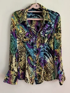 Cache Women's Shirt Size MEDIUM 100% Silk 90's Y2k Whimsical Psychodellic - Picture 1 of 9
