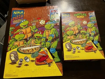 Ninja Pizza Puzzle Vintage 1990 Teenage Mutant Ninja Turtles 100 Piece Complete - Image 1 of 4