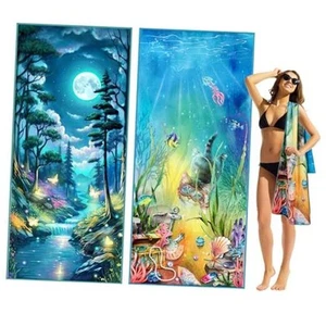 2 Pack Lightweight Microfiber Beach Towel Oversized 72" x 32" Compact Sand - Picture 1 of 8