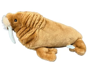 2007 K&M WALRUS Plush Stuffed Animal 14" Long Brown W/Tusks Toy Ocean RARE - Picture 1 of 11