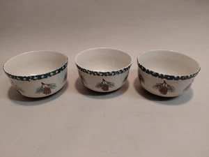 Set 3 TIENSHAN Folk Craft Pine Cone Soup Cereal Bowls 5 3/4" Sponge Ware Pottery - Picture 1 of 7