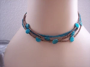 Collar de 5 cuentas marrón y verde 15" - Imagen 1 de 1