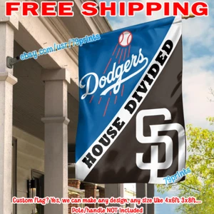 Los Angeles Dodgers vs San Diego Padres House Divided Flag 28X40" Banner 2024 - Picture 1 of 5