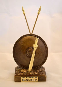 Juego de estatuas de armas Temístocles alabastro con oxidación de artefacto efecto metal - Imagen 1 de 6
