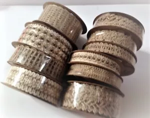 DECORATIVE HESSIAN JUTE Eleganza Natural Woven Ribbon - 10 designs *LAST STOCK* - Picture 1 of 16