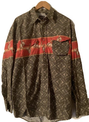 Camisa Roper Pearl Snap Ride Rodeo Western Para Hombre Talla XL Marrón Foto 1 de 4