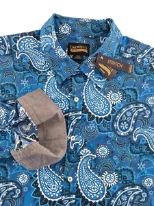 Cremieux Premium Denim Men's Shirt Paisley Flip Cuff NWT 3XB BIG - Picture 1 of 8