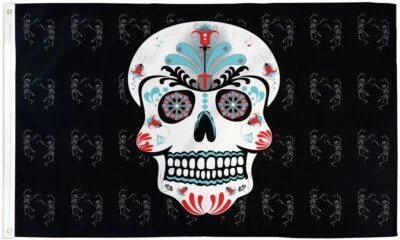 Sugar Skull 3x5ft Poly Flag Day of The Dead Halloween Holiday Home Yard Decor - Image 1 of 3