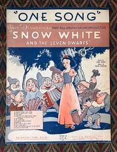 One Song Vintage Sheet Music Snow White Irving Berlin Inc, 1937 (Missing Pages) - Picture 1 of 3