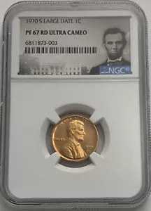 1970 S NGC PF67 RD ULTRA CAMEO LARGE DATE RED PROOF LINCOLN MEMORIAL PENNY 1C - Picture 1 of 3